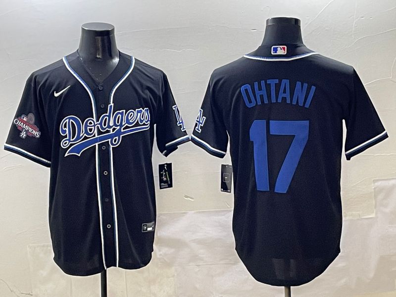 Men Los Angeles Dodgers #17 Ohtani Black blue Three generations Nike 2025 MLB Jersey style 7->los angeles dodgers->MLB Jersey